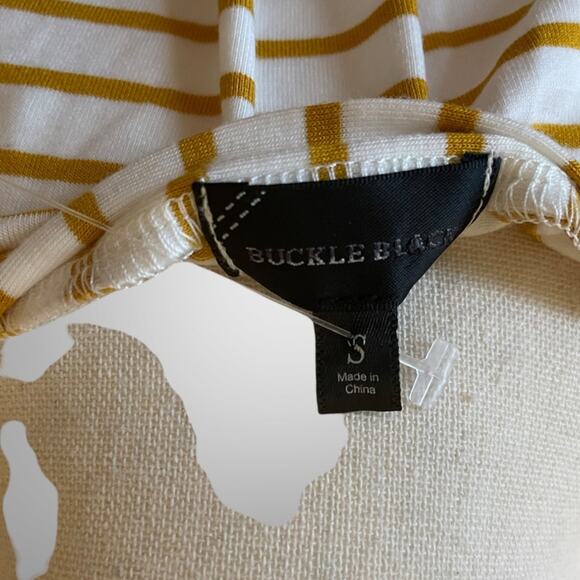 Women’s V-Neck Sweatshirt Yellow/White Stripes Size S - Picture 7 of 12